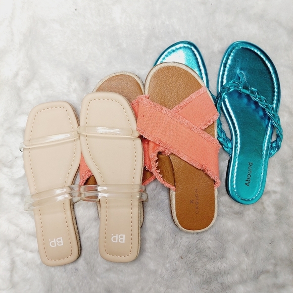Abound Shoes - New Bundle of 3 Abound/Bp/Caslon Blue/Orange/Beige Slip On Sandal S122